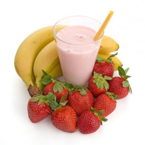 Smoothie made with strawberries and bananas