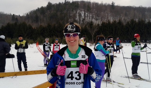 My XC Ottawa teammate Ingrid ready to catch the excitement - she can relive her race!