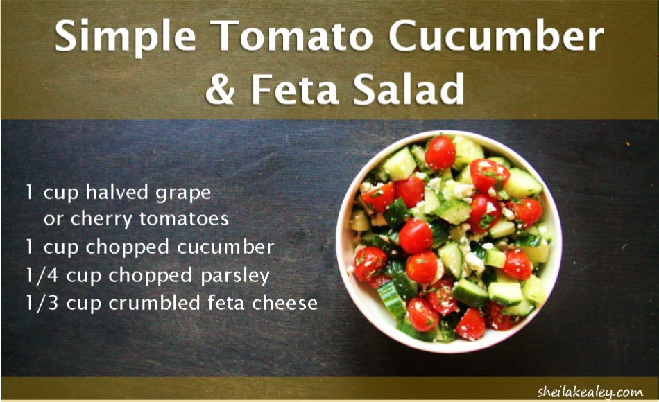 simple tomato cucumber and feta salad