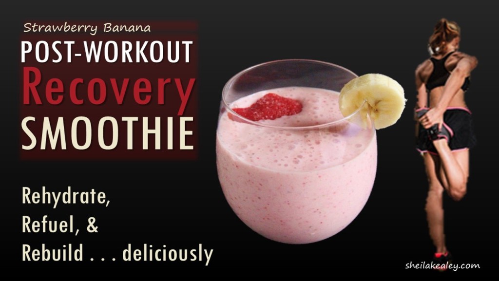 high protein strawberry banana recovery smoothie 