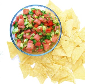 Watermelon Salsa On White Square