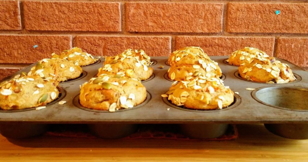 Morning Glory Muffins Against Wall